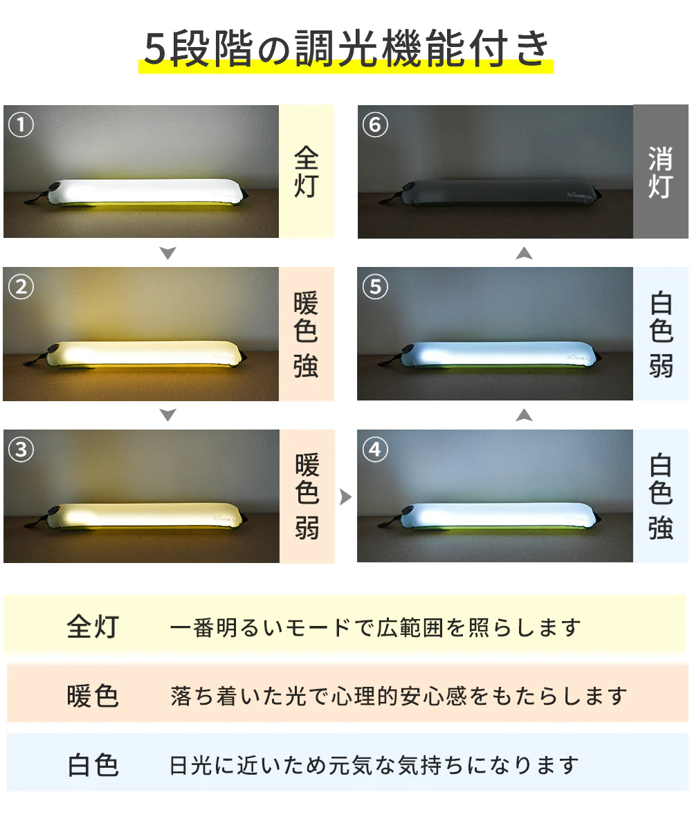 エアライト 充電式 LEDランタン チューブライト
